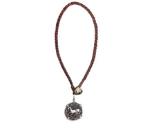 Vintage Roman Trojan Coin Necklace with Tahitian Pearl and Brown Leather