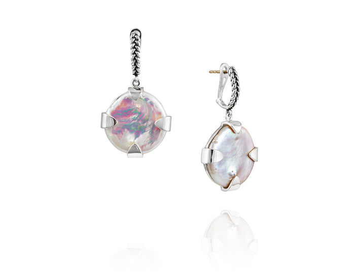 Signature Coin Pearl Drop Earrings