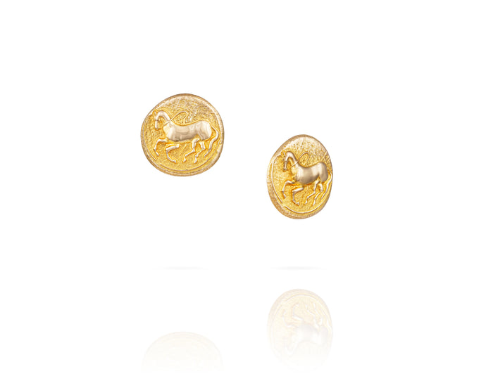 Trojan Coin Earrings | Gold - Vincent Peach Fine Jewelry