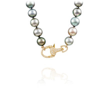 Tahitian Pearl necklace with diamond signature VP equestrian clasp - Vincent Peach Fine Jewelry