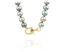 Tahitian Pearl necklace with diamond signature VP equestrian clasp - Vincent Peach Fine Jewelry