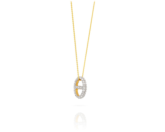 Small Anchor Charm Necklace | Gold Diamond