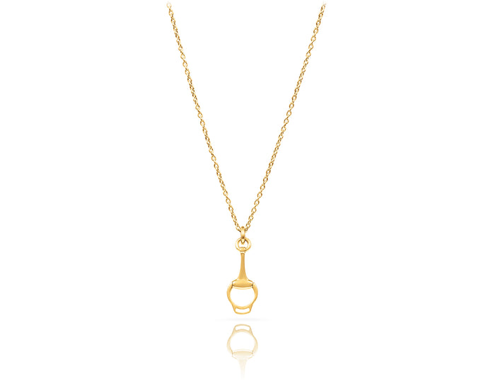 Small Snaffle Bit Charm Necklace | Gold - Vincent Peach Fine Jewelry