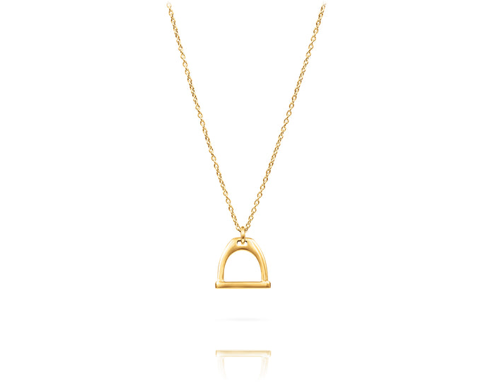 Small Stirrup Bit Charm Necklace | Gold