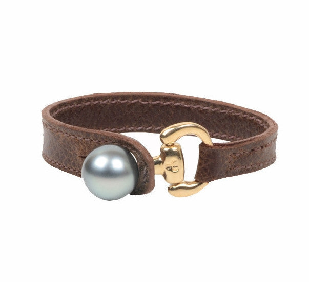 Equestrian Bracelet, 14 kt Gold - Hottest Designer Pearl and Leather Jewelry | VINCENT PEACH
