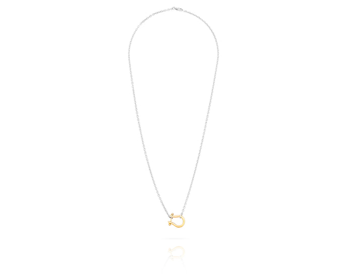 Small Shackle Charm Necklace | Two-Toned - Vincent Peach Fine Jewelry